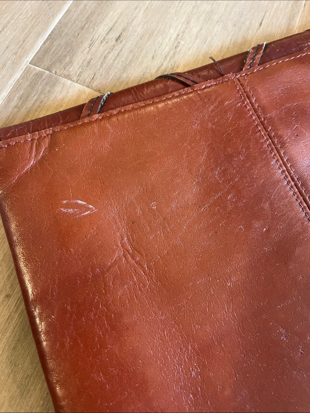 Vintage Leather Clutch Purse Wristlet Made in Hong Kong